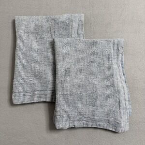 Pottery Barn Blue Waffle Weave Pillow Shams Set 2 Standard